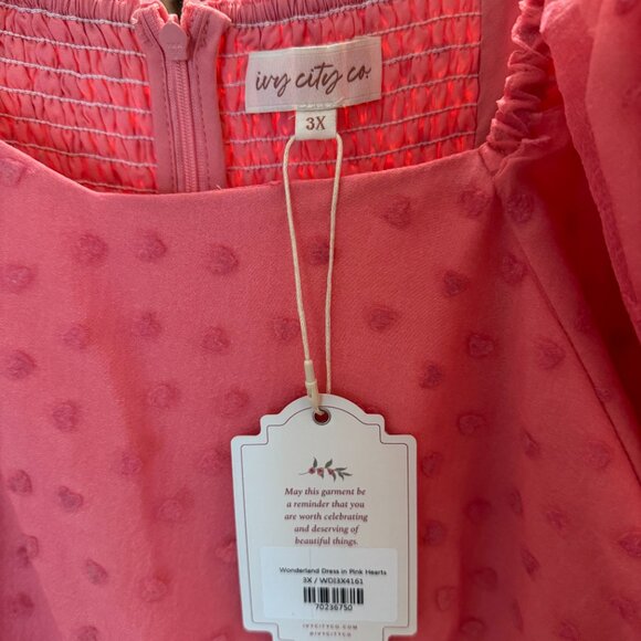 Ivy City Co Wonderland Dress in Pink Hearts 3X NWT - Picture 6 of 8